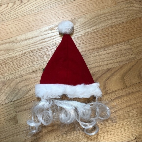 Santa Hat W/ Beard Dog Animal Small Pug Red Christmas - Picture 3 of 3